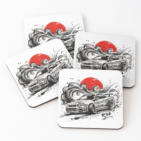 Item preview, Nissan Skyline R34 Sumi-e Ink Drift Art designed and sold by Pixel-Perfecto.
