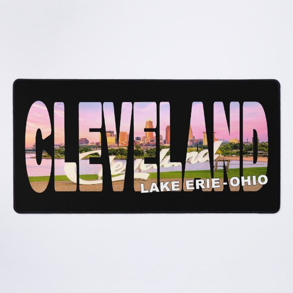 Item preview, CLEVELAND Lake Erie Ohio - City Script Sign looking over Edgewater Beach designed and sold by Adam Gormley.