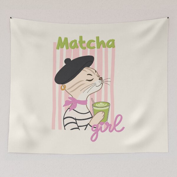 Item preview, Matcha Girl Fashion Cat | Cute French Cat Drinking Matcha | Coquette Aesthetic designed and sold by Kutiefy-shop.