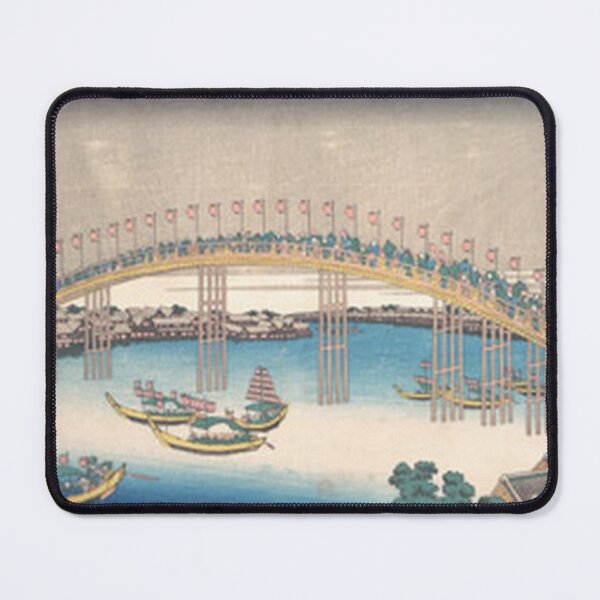 Item preview, Hokusai Tenma Bridge Setsushu Festival Japanese Woodblock Print designed and sold by vekotpu.