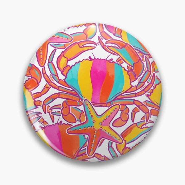 Item preview, Happy colorful crab and starfish dancing in white sand designed and sold by Markluklaik.