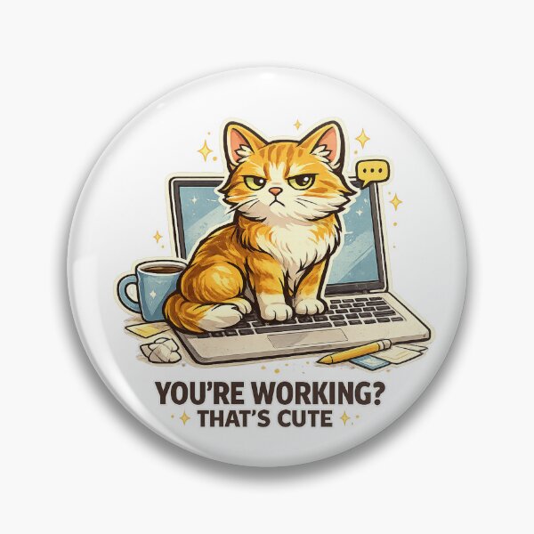 Item preview, Funny Working Cat Sticker | Cute Cat Meme Laptop Sticker | Remote Work Kitty Gift | Orange Cat Aesthetic designed and sold by ArtByTripti.