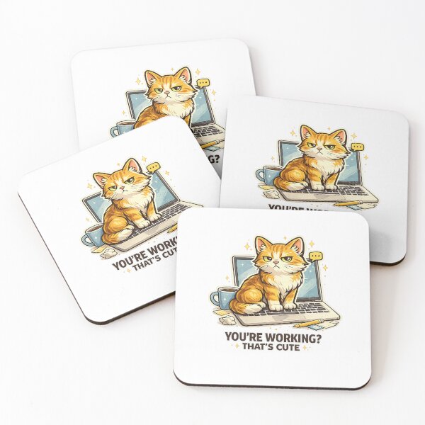 Item preview, Funny Working Cat Sticker | Cute Cat Meme Laptop Sticker | Remote Work Kitty Gift | Orange Cat Aesthetic designed and sold by ArtByTripti.