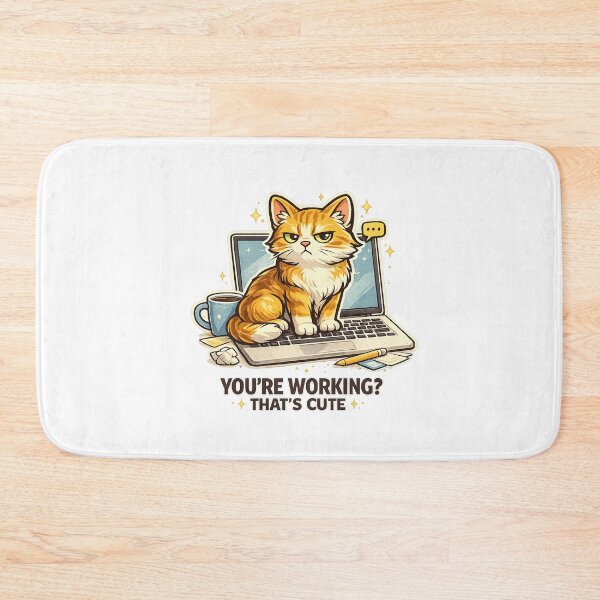 Item preview, Funny Working Cat Sticker | Cute Cat Meme Laptop Sticker | Remote Work Kitty Gift | Orange Cat Aesthetic designed and sold by ArtByTripti.