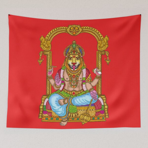 Item preview, Lord Narasimha Artwork | Fierce Divine Hindu Digital Illustration designed and sold by Harshit_Digital_Arts.