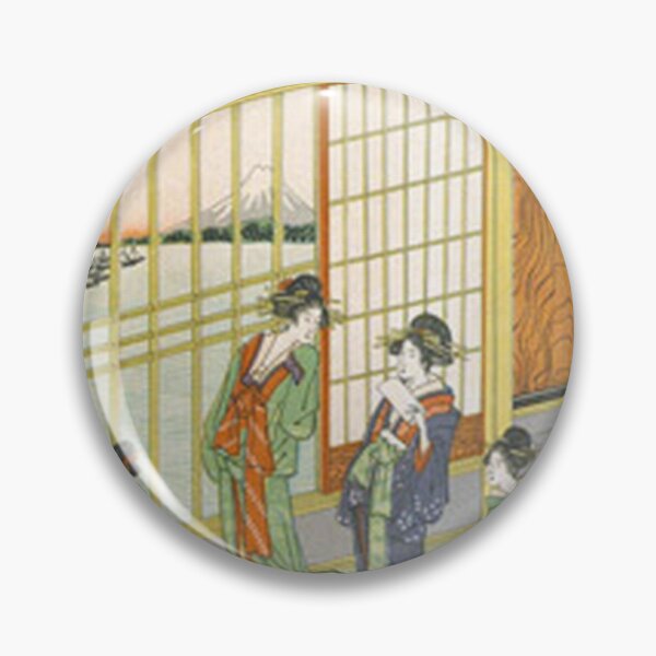 Item preview, Hokusai Shinagawa Kimono Geisha Mt Fuji Tokaido Woodblock Print designed and sold by vekotpu.