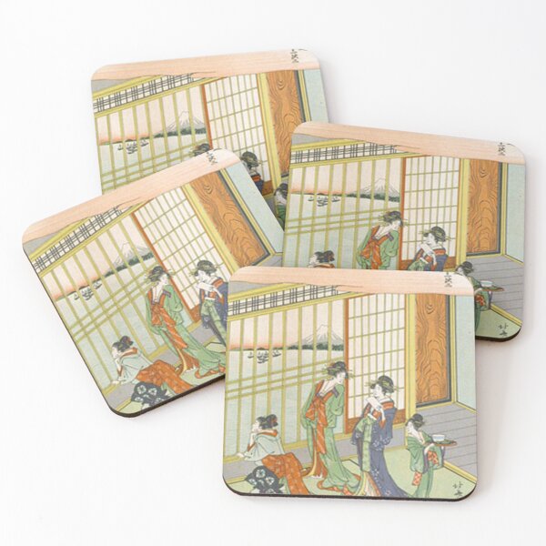 Item preview, Hokusai Shinagawa Kimono Geisha Mt Fuji Tokaido Woodblock Print designed and sold by vekotpu.