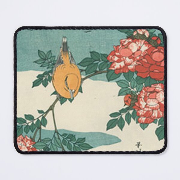 Item preview, Hokusai Rose and Canary Bird Vintage Japanese Woodblock Print designed and sold by vekotpu.