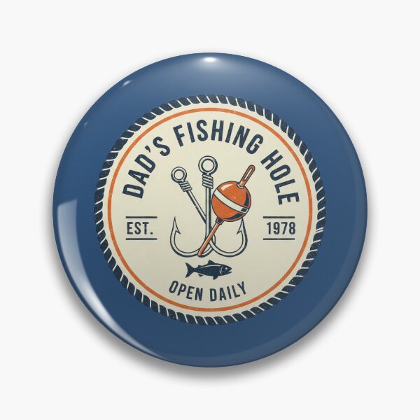 Item preview, Dad’s Fishing Hole Retro Badge designed and sold by Teeny Quities.