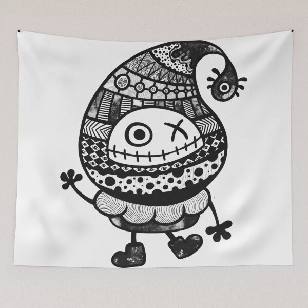 Item preview, Quirky Pointy Hat Goblin Stitched Smile Artwork designed and sold by Pixel-Spingola.