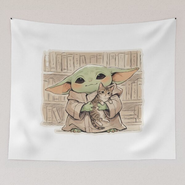 Item preview, BABY YODA LIBRARY CAT designed and sold by LIS AND MELIVERSO.