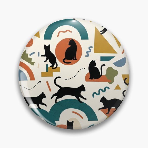 Item preview, Black Cat Silhouettes Geometric Pattern Colorful Boho designed and sold by Owcomm.