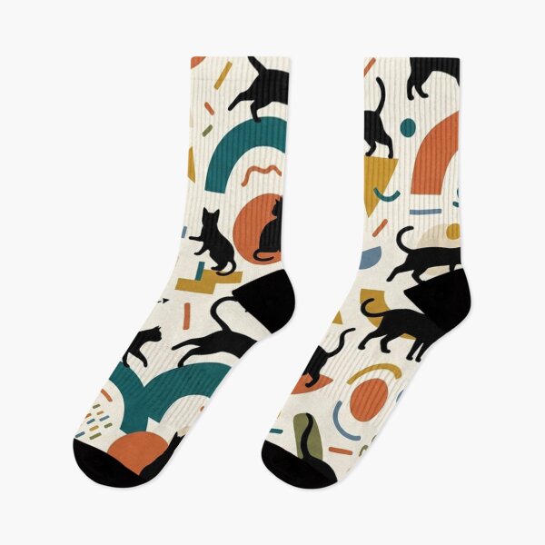 Item preview, Black Cat Silhouettes Geometric Pattern Colorful Boho designed and sold by Owcomm.