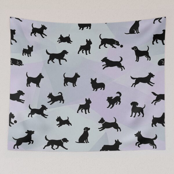 Item preview, Dog Silhouettes Pattern Purple Geometric Background designed and sold by Owcomm.
