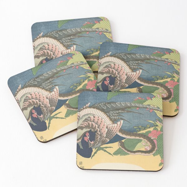 Item preview, Hokusai Snake and Pheasant Vintage Japanese Woodblock Print designed and sold by vekotpu.