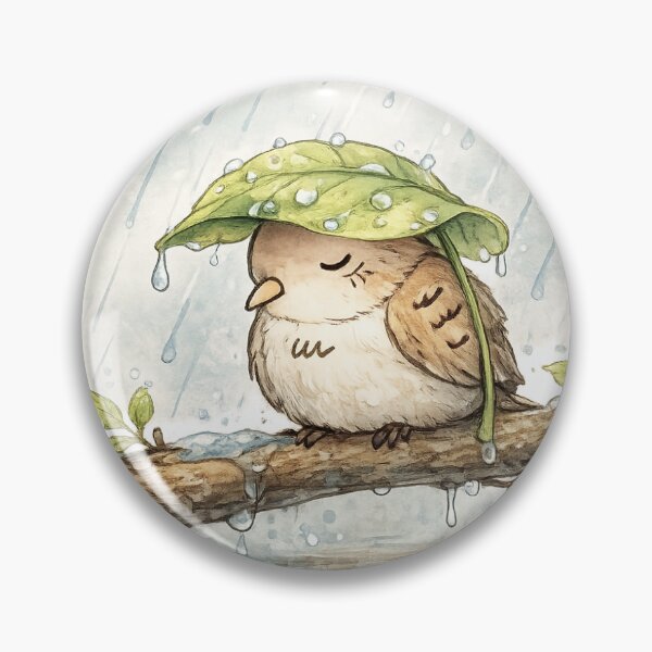 Item preview, Rainy Day Sparrow - Cozy Hand Drawn Bird Sticker designed and sold by NCL-shop.