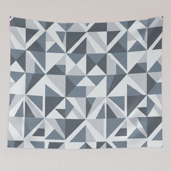 Item preview, Geometric Triangle Pattern Blue Gray Modern Mosaic Tile designed and sold by Owcomm.