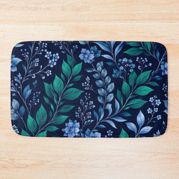 Item preview, Midnight Blue Floral Botanical Pattern Dark Navy Leaves and Flowers designed and sold by Owcomm.