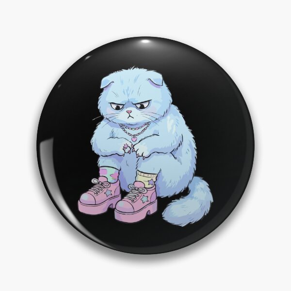 Item preview, Azure Grumpy Fold-Eared Kitty in Platforms designed and sold by Emegan Print Art.