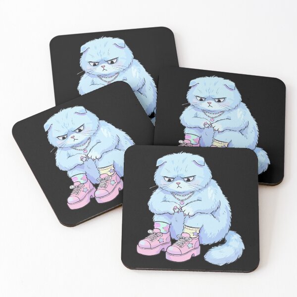 Item preview, Azure Grumpy Fold-Eared Kitty in Platforms designed and sold by Emegan Print Art.