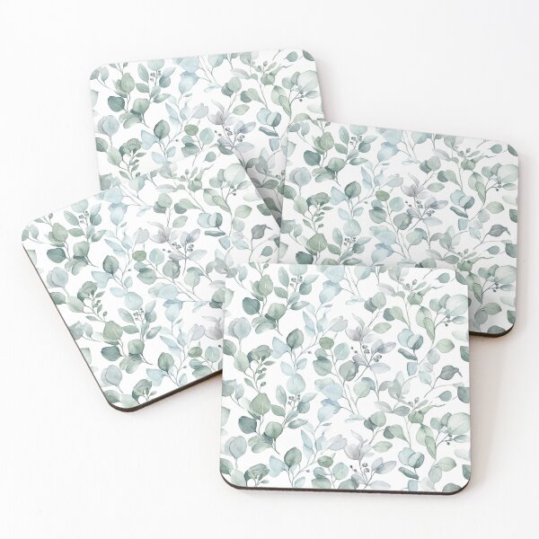 Item preview, Watercolor Eucalyptus Leaves Seamless Pattern Sage Green Botanical Print designed and sold by Owcomm.