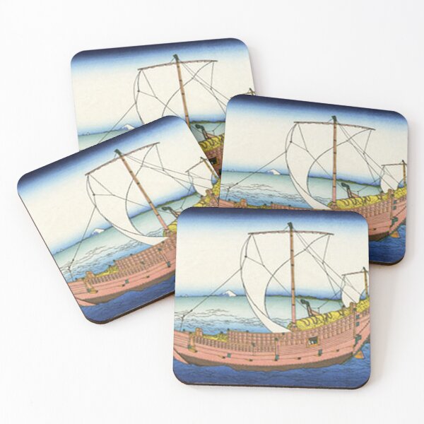 Item preview, Hokusai Kazusa Sea Route Cargo Ship Mt Fuji Japanese Woodblock Print designed and sold by vekotpu.
