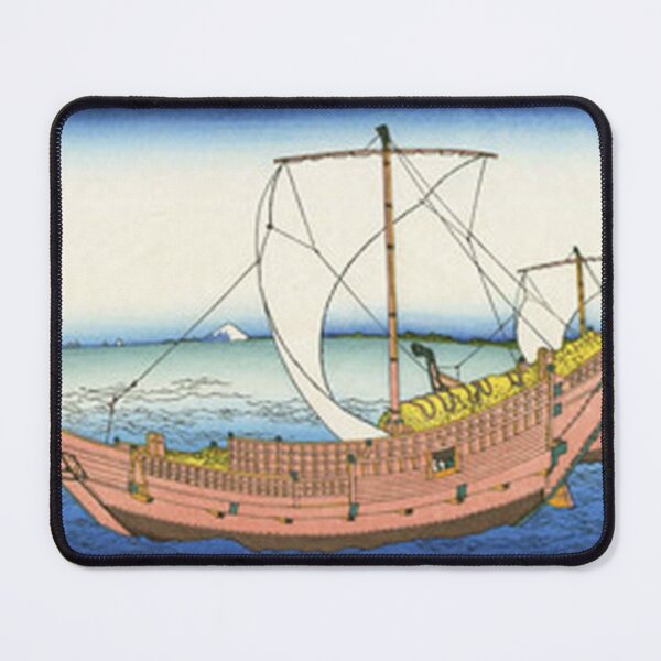 Item preview, Hokusai Kazusa Sea Route Cargo Ship Mt Fuji Japanese Woodblock Print designed and sold by vekotpu.
