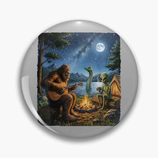 Item preview, Bigfoot and Alien Loch Ness Campfire Sasquatch Funny Camping designed and sold by GreggRoss.