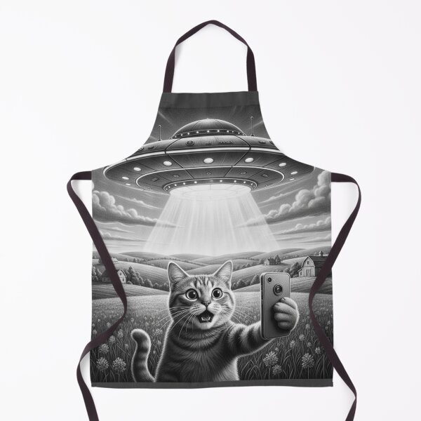 Item preview, Cat Selfie With UFO Funny Alien Cat Design designed and sold by MindfullyCreated.