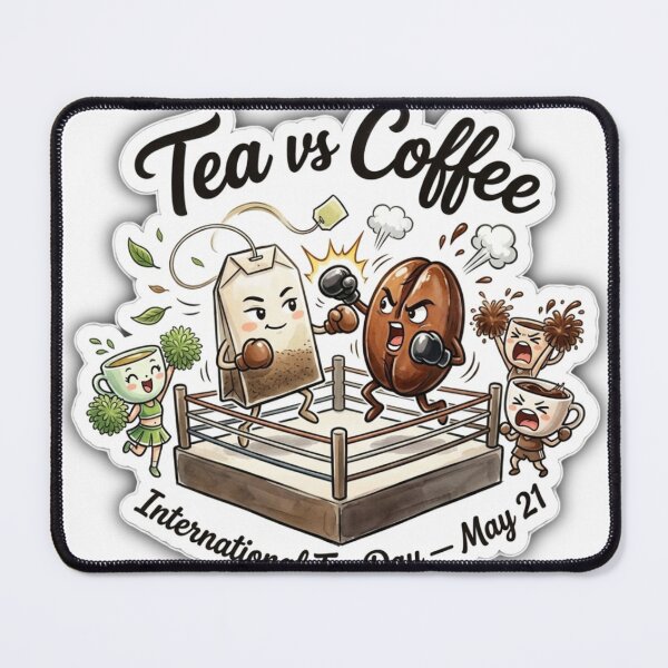Item preview, Tea vs Coffee Boxing Match - International Tea Day Sticker designed and sold by sabarinath3421.
