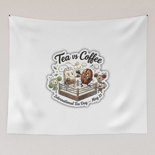Item preview, Tea vs Coffee Boxing Match - International Tea Day Sticker designed and sold by sabarinath3421.