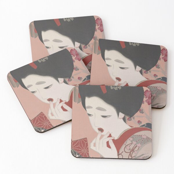 Item preview, Kohei Tsuruya Applying Lipstick Geisha Maiko Japanese Woodblock Print designed and sold by vekotpu.