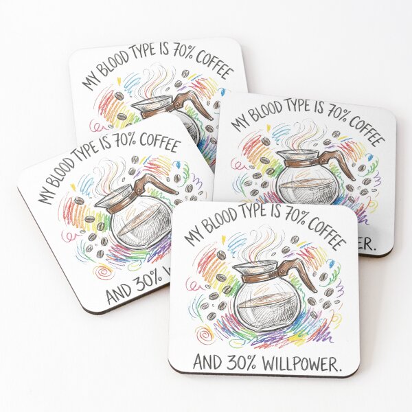 Item preview, My Blood Type is 70% Coffee and 30% Willpower Coffee Pot designed and sold by TaiwanMemory.