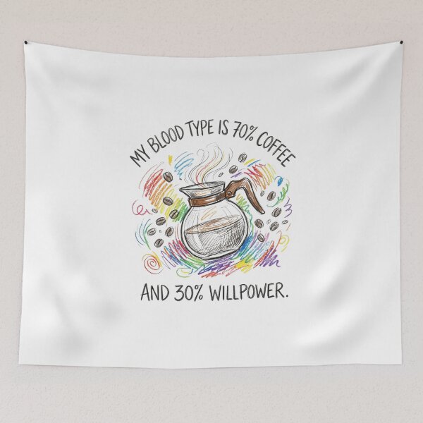 Item preview, My Blood Type is 70% Coffee and 30% Willpower Coffee Pot designed and sold by TaiwanMemory.
