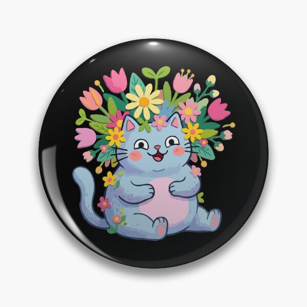 Item preview, Azure Garden Kitty Floral  designed and sold by Emegan Print Art.