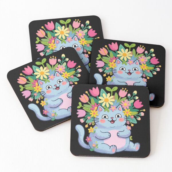 Item preview, Azure Garden Kitty Floral  designed and sold by Emegan Print Art.