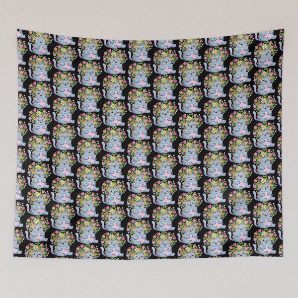 Item preview, Azure Garden Kitty Floral  designed and sold by Emegan Print Art.