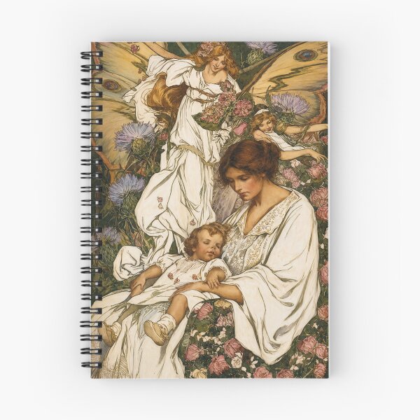 Item preview, Lullaby by Clara Elsene Peck - Art Nouveau Fantasy Mother and Child Illustration for Vintage Art Lovers  SEO Tags: designed and sold by RickE.