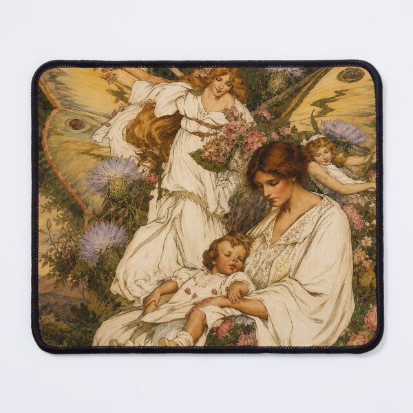 Item preview, Lullaby by Clara Elsene Peck - Art Nouveau Fantasy Mother and Child Illustration for Vintage Art Lovers SEO Tags: designed and sold by RickE.