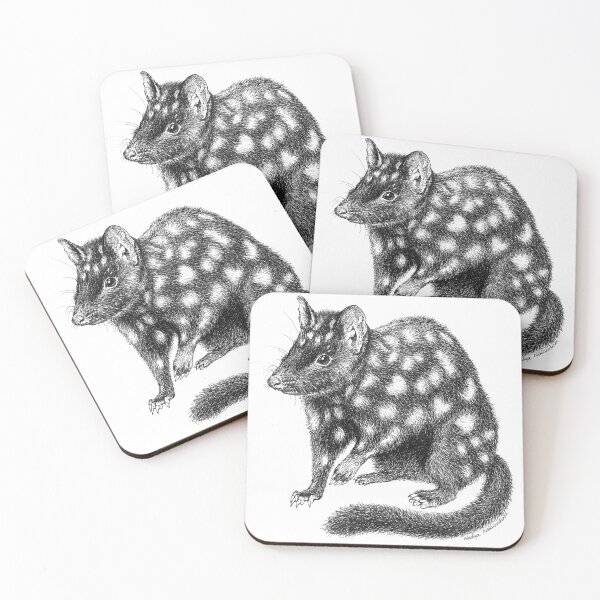 Item preview, Eastern Quoll - pen & ink Australian wildlife illustration on WHITE background designed and sold by Nadya Neklioudova.