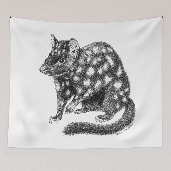 Item preview, Eastern Quoll - pen & ink Australian wildlife illustration on WHITE background designed and sold by Nadya Neklioudova.