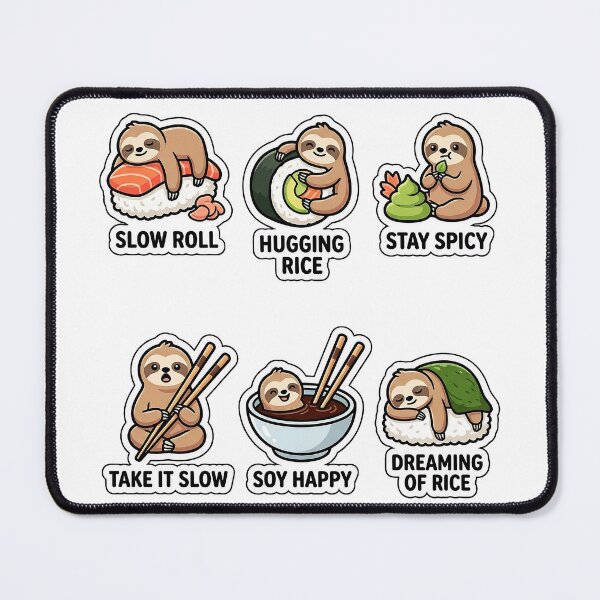 Item preview, Kawaii Sloth-Sushi Sticker Pack - Cute Sloth & Japanese Food Puns designed and sold by SimpleP.