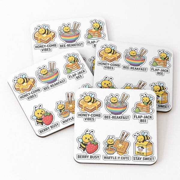Item preview, Kawaii Bee-Breakfast Sticker Pack - Cute Bee & Honey Toast Puns designed and sold by SimpleP.