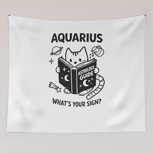 Item preview, Aquarius Cat Astrology Guide T-Shirt designed and sold by Matinez Pink.