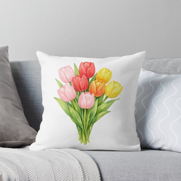 Item preview, Watercolor Tulip Bouquet Spring Flowers Colorful Floral Arrangement designed and sold by Owcomm.