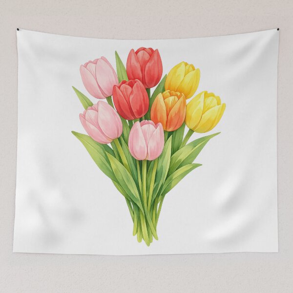 Item preview, Watercolor Tulip Bouquet Spring Flowers Colorful Floral Arrangement designed and sold by Owcomm.