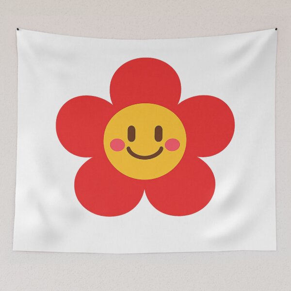 Artikelvorschau, Fröhliches Blumen-Smiley-Gesicht, rote Gänseblümchen, niedliche Cartoon-Blume entworfen und verkauft von Owcomm.