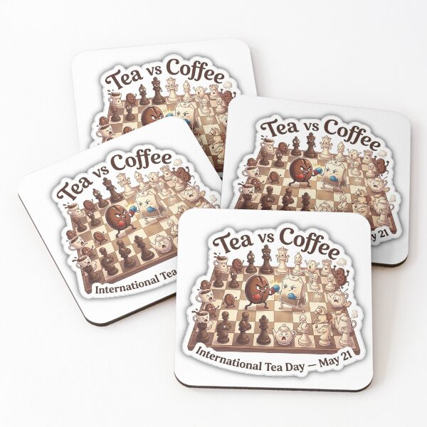 Item preview, Tea vs Coffee Chess Battle - International Tea Day Sticker designed and sold by sabarinath3421.