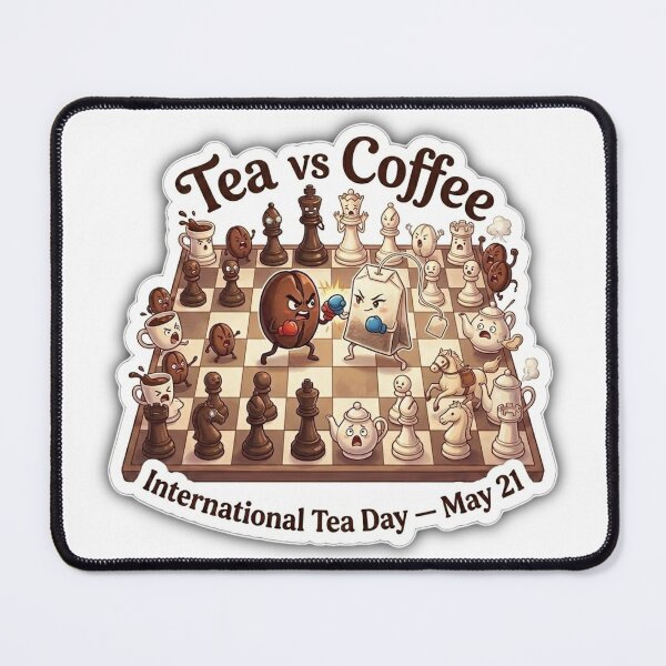 Item preview, Tea vs Coffee Chess Battle - International Tea Day Sticker designed and sold by sabarinath3421.