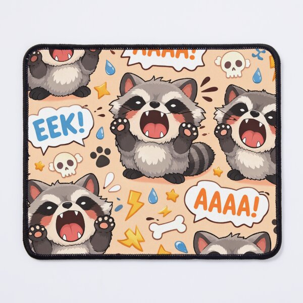 Item preview, Lindo mapache gritando con patrón divertido Kawaii Caos de mapaches designed and sold by Owcomm.